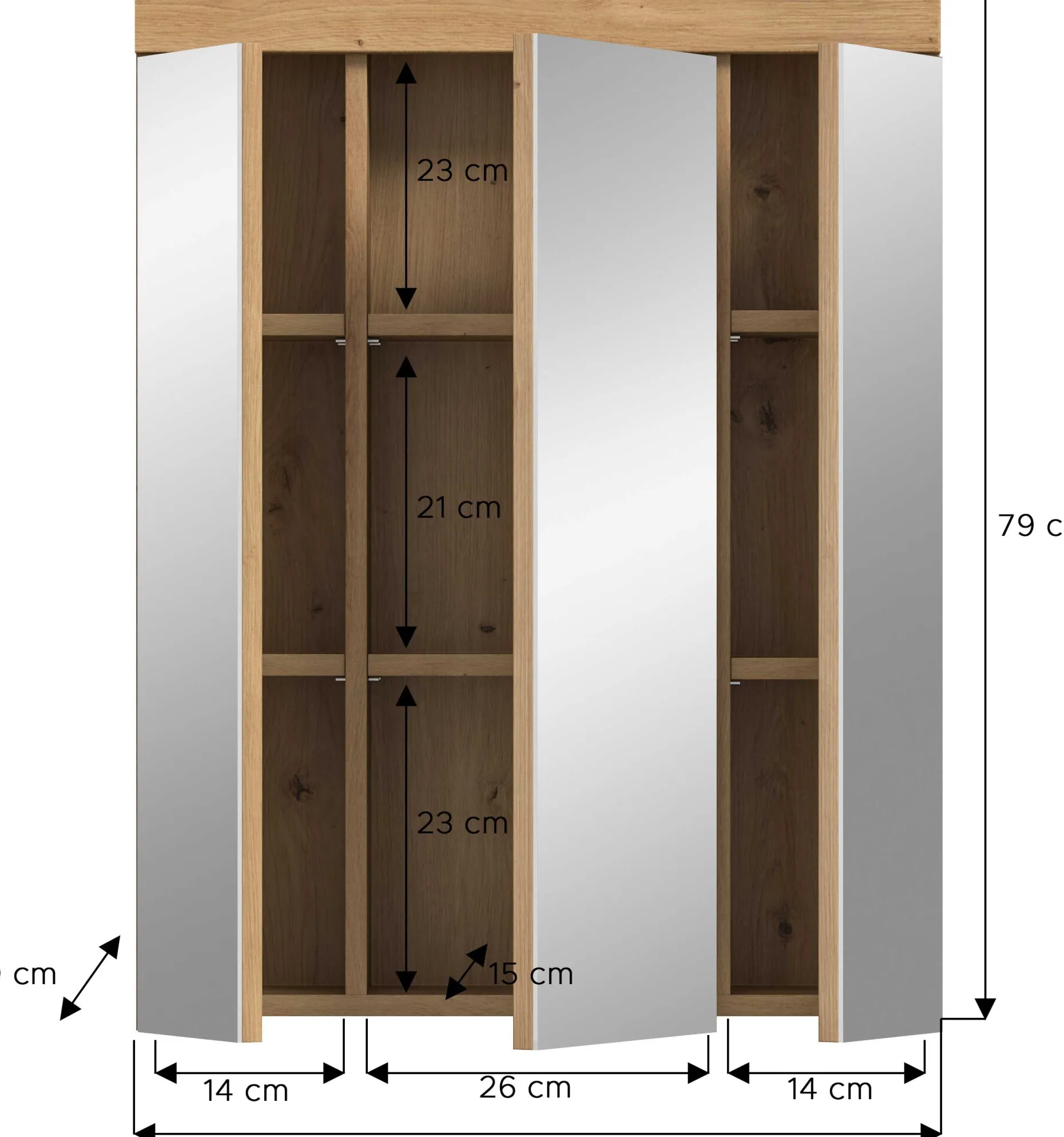 Spiegelschrank Scout Xonox - Salbeigrün & Artisan Eiche - 60x79x18 cm