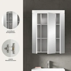 Spiegelschrank Scout Xonox - Weiß Hochglanz - 60x79x18 cm