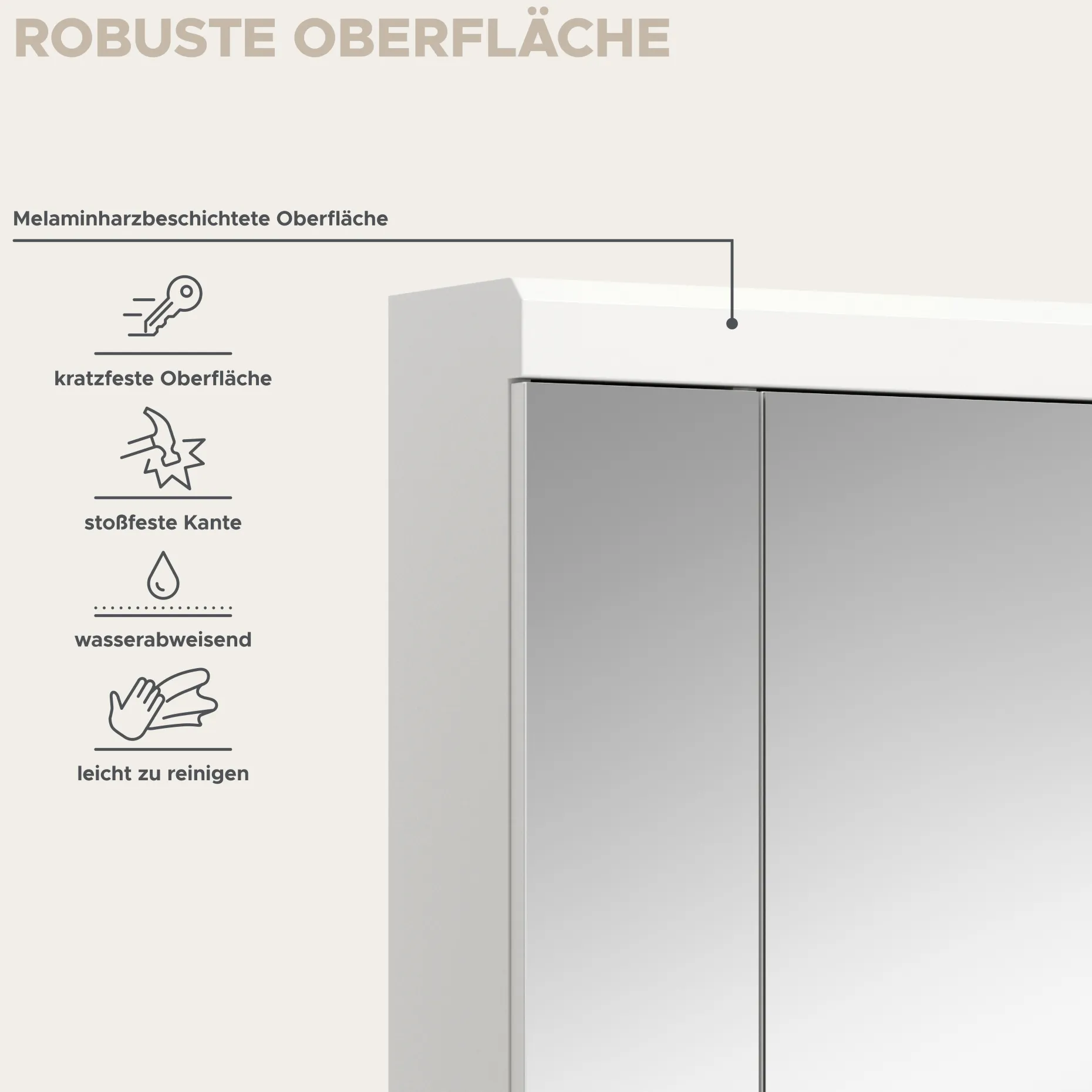 Spiegelschrank Scout Xonox - Weiß Hochglanz - 60x79x18 cm