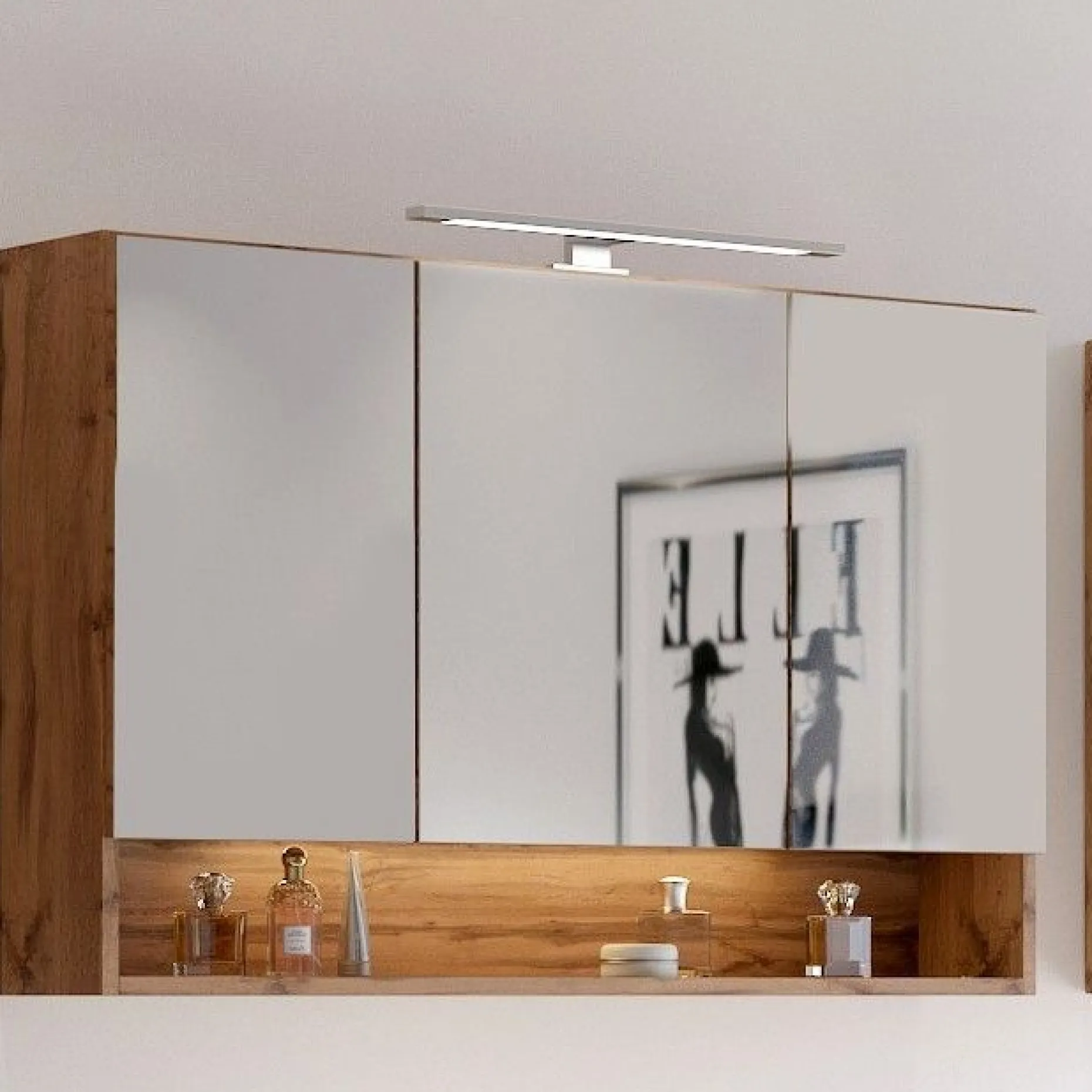 Spiegelschrank Sefa 100cm 3 Türen - Eiche wotan
