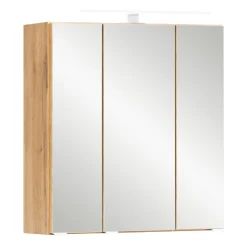 Spiegelschrank Vikas 60cm 3 Türen mit Beleuchtung - Eiche