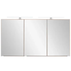 Spiegelschrank Vikas 120cm 3 Türen mit Beleuchtung - Eiche