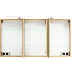 Spiegelschrank Vikas 120cm 3 Türen mit Beleuchtung - Eiche