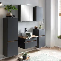 Spiegelschrank Vikas 60cm 3 Türen mit Beleuchtung - anthrazit