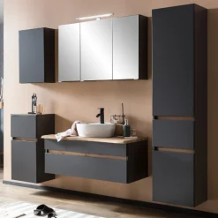 Spiegelschrank Vikas 100cm 3 Türen mit Beleuchtung - anthrazit