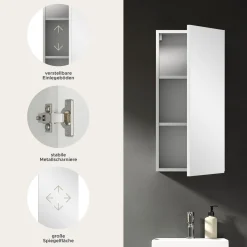 Spiegelschrank Vira Xonox - Weiß Melamin - 38x77x18 cm