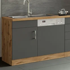 Spülenschrank Sorrella 110cm für Geschirrspüler 1 Tür - Anthrazit/Eiche