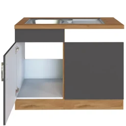 Spülenschrank Sorrella 110cm für Geschirrspüler 1 Tür - Anthrazit/Eiche