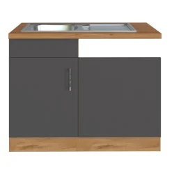 Spülenschrank Sorrella 110cm für Geschirrspüler 1 Tür - Anthrazit/Eiche