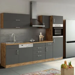Spülenschrank Sorrella 110cm für Geschirrspüler 1 Tür - Anthrazit/Eiche