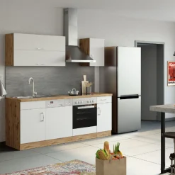 Spülenschrank Sorrella 110cm für Geschirrspüler 1 Tür - weiß/Eiche