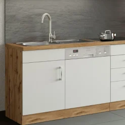 Spülenschrank Sorrella 110cm für Geschirrspüler 1 Tür - weiß/Eiche