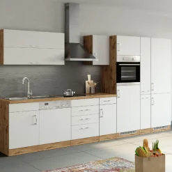 Spülenschrank Sorrella 110cm für Geschirrspüler 1 Tür - weiß/Eiche