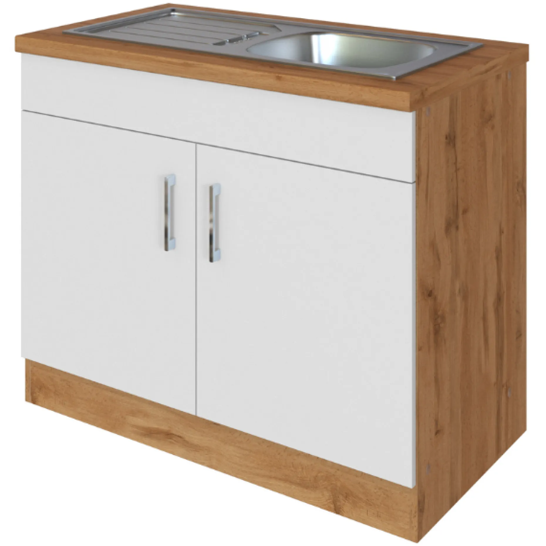 Spülenschrank Sorrella 100cm 2 Türen - weiß/Eiche