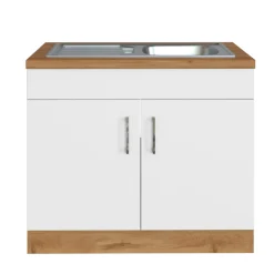 Spülenschrank Sorrella 100cm 2 Türen - weiß/Eiche