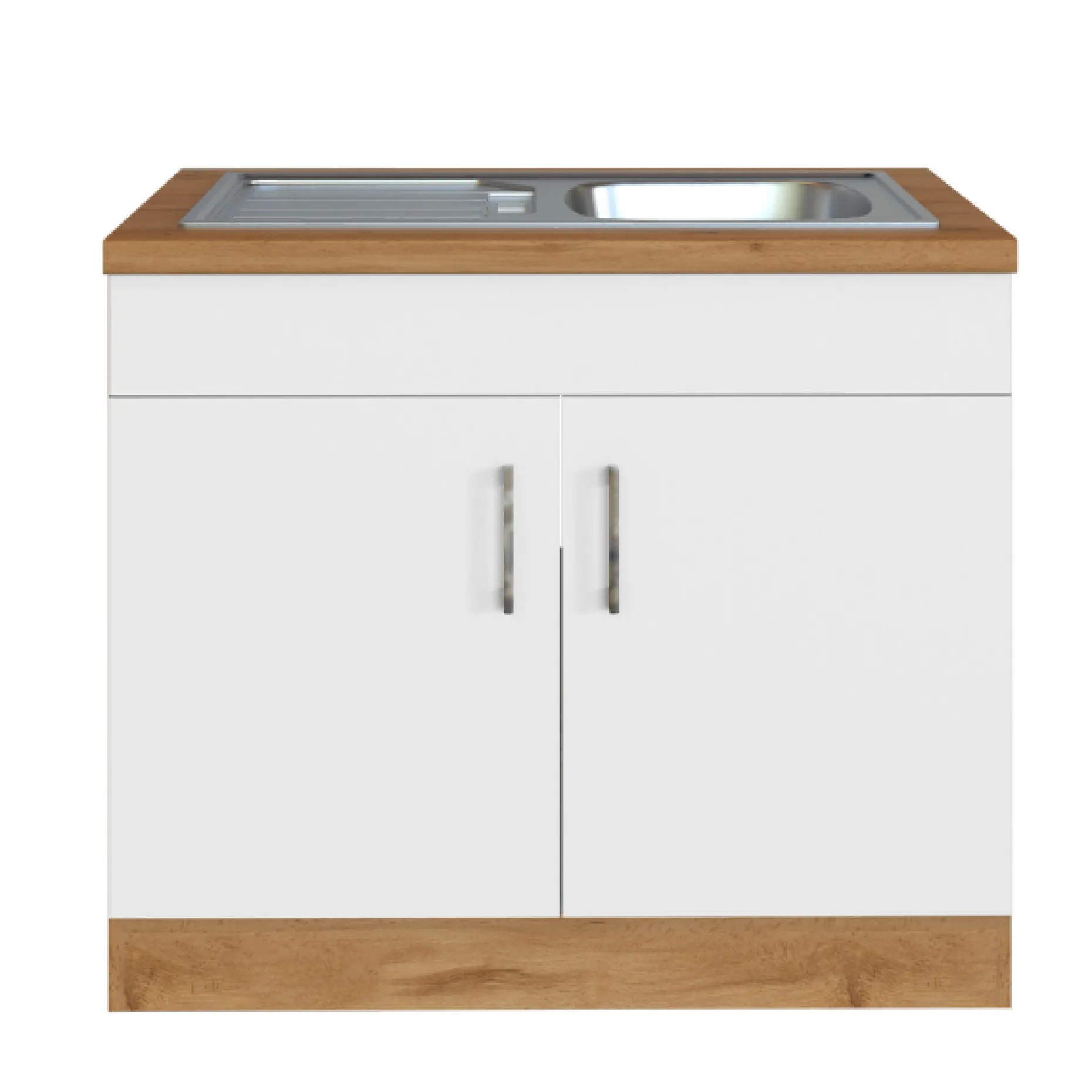 Spülenschrank Sorrella 100cm 2 Türen - weiß/Eiche