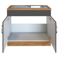 Spülenschrank Sorrella 100cm 2 Türen - Anthrazit/Eiche