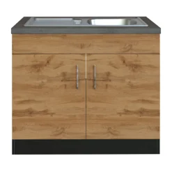 Held Spülenschrank Sorrella 100cm 2 Türen - Eiche/Graphit