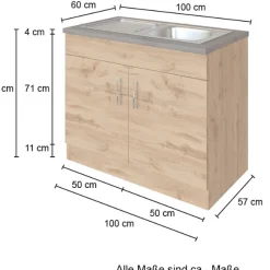 Held Spülenschrank Sorrella 100cm 2 Türen - Eiche/Graphit