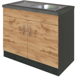Held Spülenschrank Sorrella 100cm 2 Türen - Eiche/Graphit