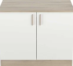 Spülenunterschrank Romanie 100 cm-2 Flügeltüren und 1 Einlegeboden-Kronberg Eiche/Mattweiß