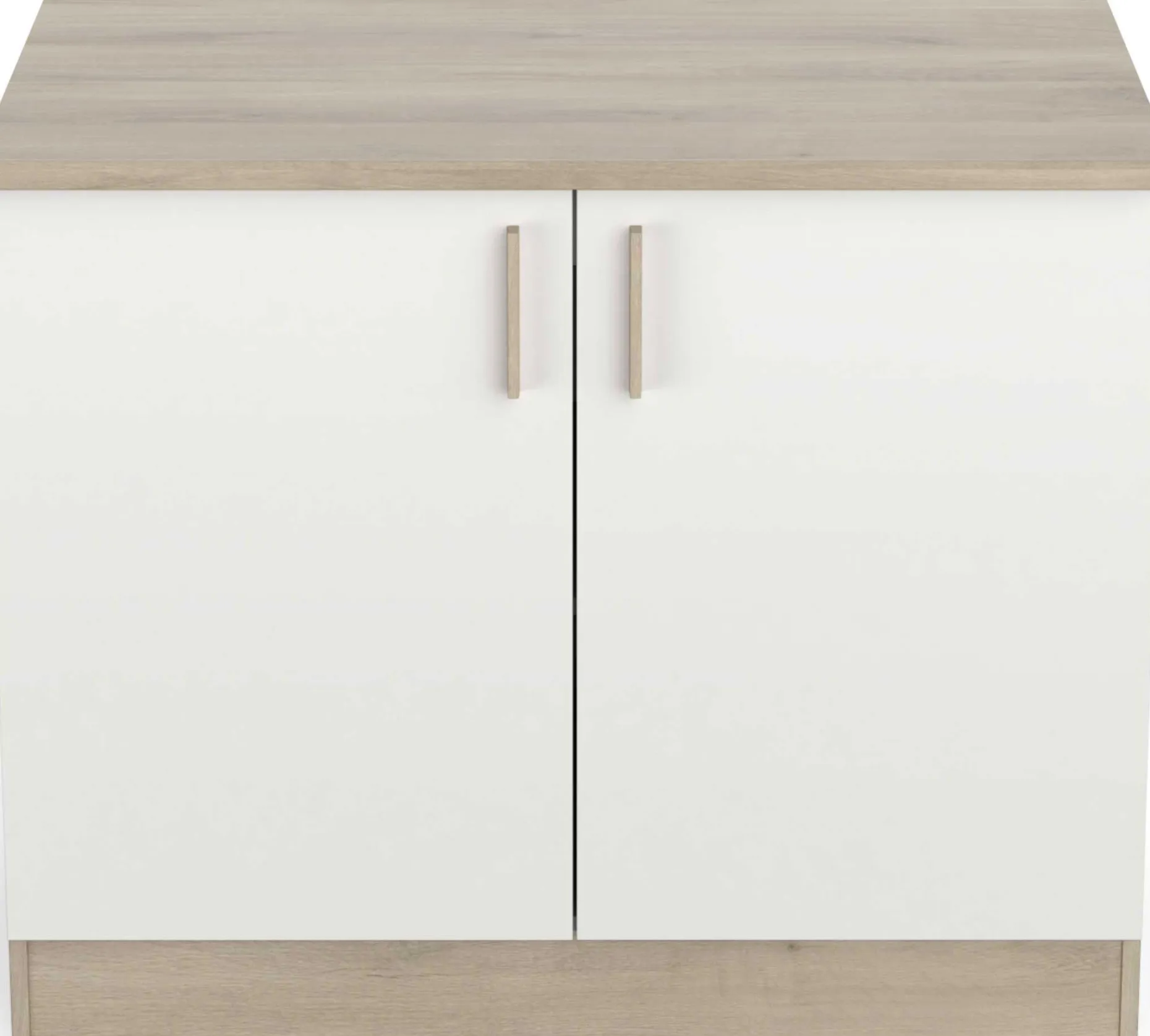Spülenunterschrank Romanie 100 cm-2 Flügeltüren und 1 Einlegeboden-Kronberg Eiche/Mattweiß