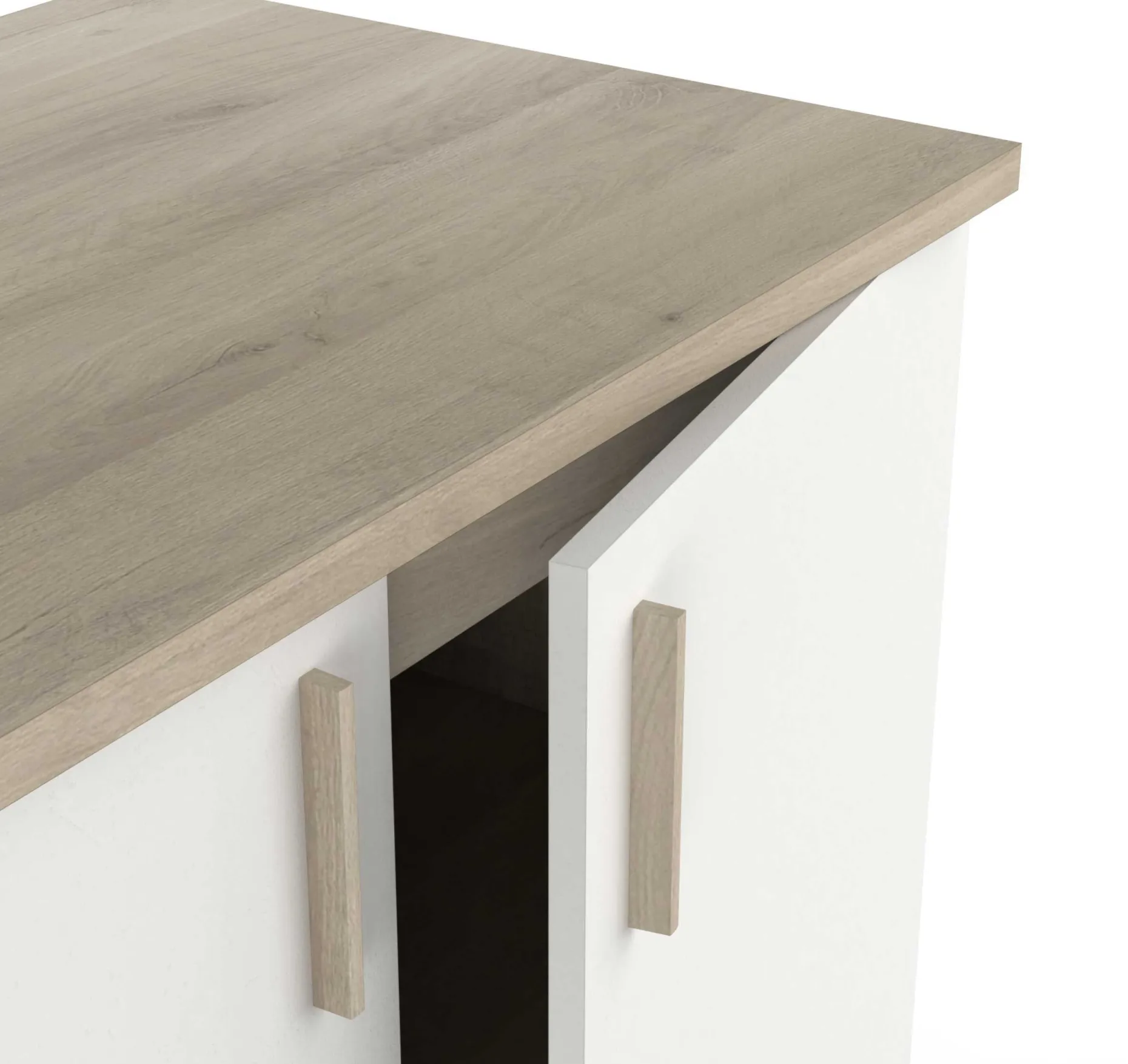 Spülenunterschrank Romanie 100 cm-2 Flügeltüren und 1 Einlegeboden-Kronberg Eiche/Mattweiß