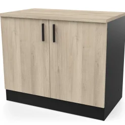 Spülenunterschrank Romanie 100 cm-2 Flügeltüren und 1 Einlegeboden-Kronberg Eiche/Mattschwarz