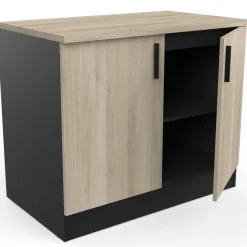 Spülenunterschrank Romanie 100 cm-2 Flügeltüren und 1 Einlegeboden-Kronberg Eiche/Mattschwarz