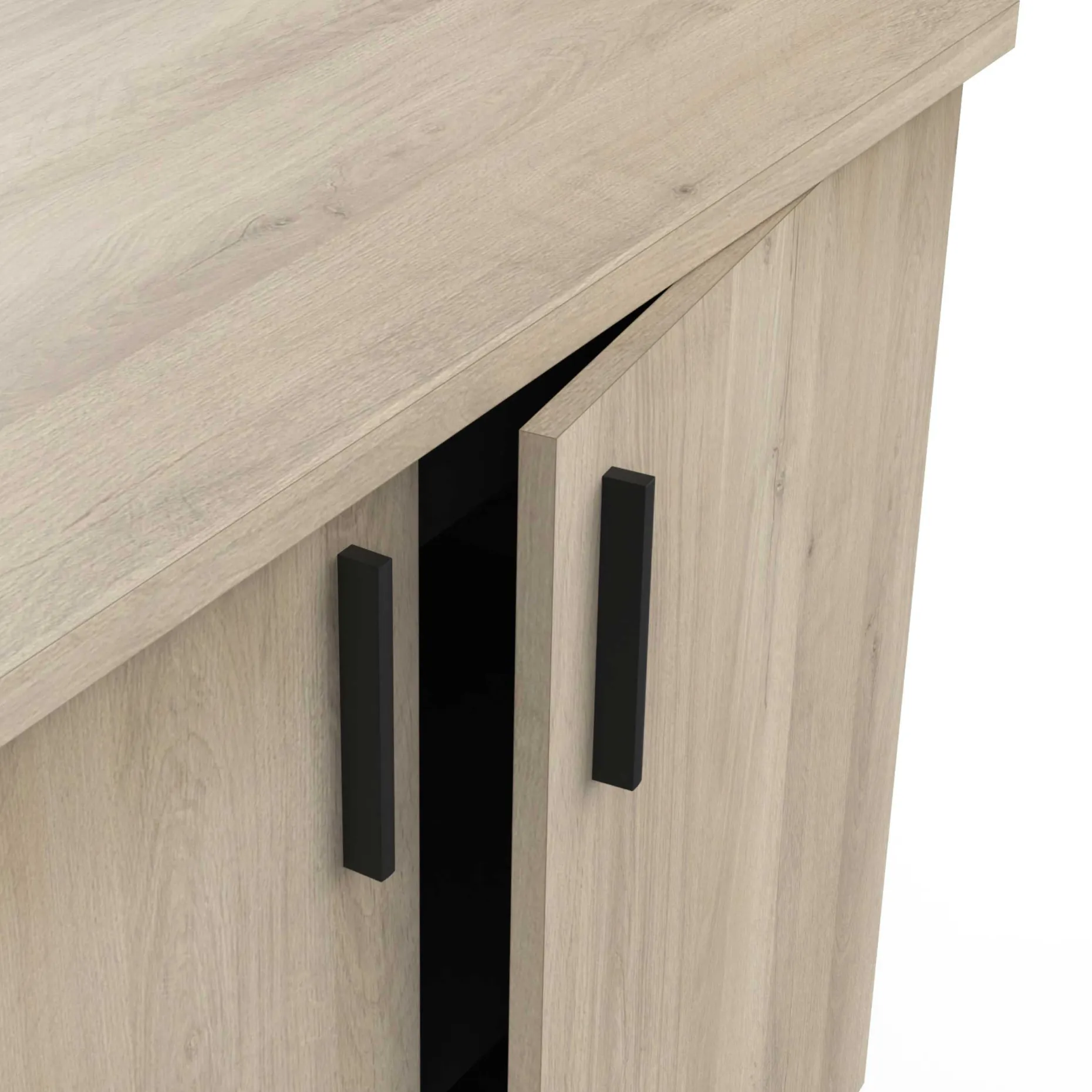 Spülenunterschrank Romanie 100 cm-2 Flügeltüren und 1 Einlegeboden-Kronberg Eiche/Mattschwarz