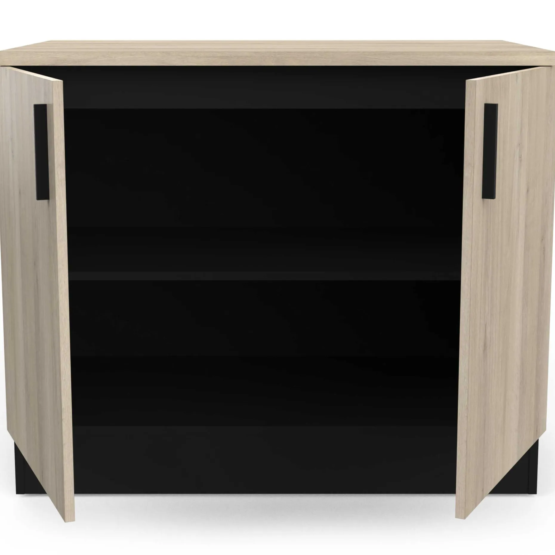 Spülenunterschrank Romanie 100 cm-2 Flügeltüren und 1 Einlegeboden-Kronberg Eiche/Mattschwarz