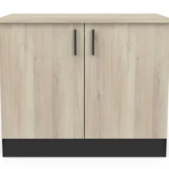 Spülenunterschrank Romanie 100 cm-2 Flügeltüren und 1 Einlegeboden-Kronberg Eiche/Mattschwarz