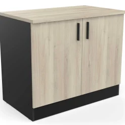 Spülenunterschrank Romanie 100 cm-2 Flügeltüren und 1 Einlegeboden-Kronberg Eiche/Mattschwarz