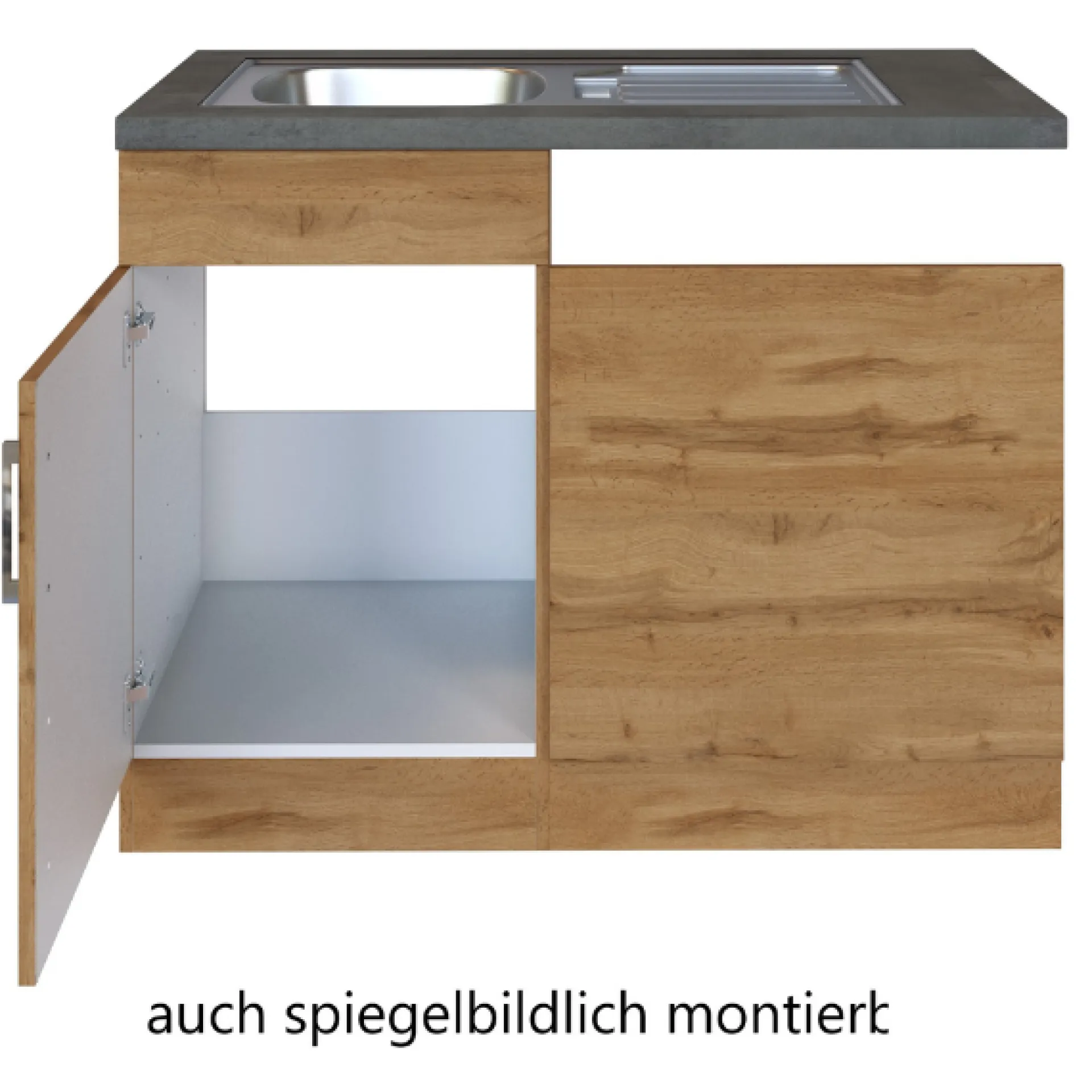 Held Spültisch Sorrella 110cm für Geschirrspüler 1 Tür - Eiche/Beton
