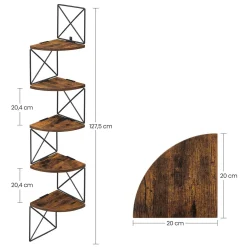 5-stöckiges Eckregal - schwebendes, wandmontiertes Design, 6 kg Kapazität