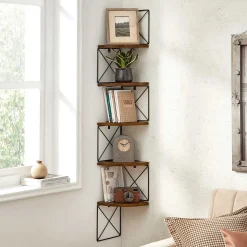5-stöckiges Eckregal - schwebendes, wandmontiertes Design, 6 kg Kapazität