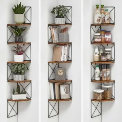 5-stöckiges Eckregal - schwebendes, wandmontiertes Design, 6 kg Kapazität