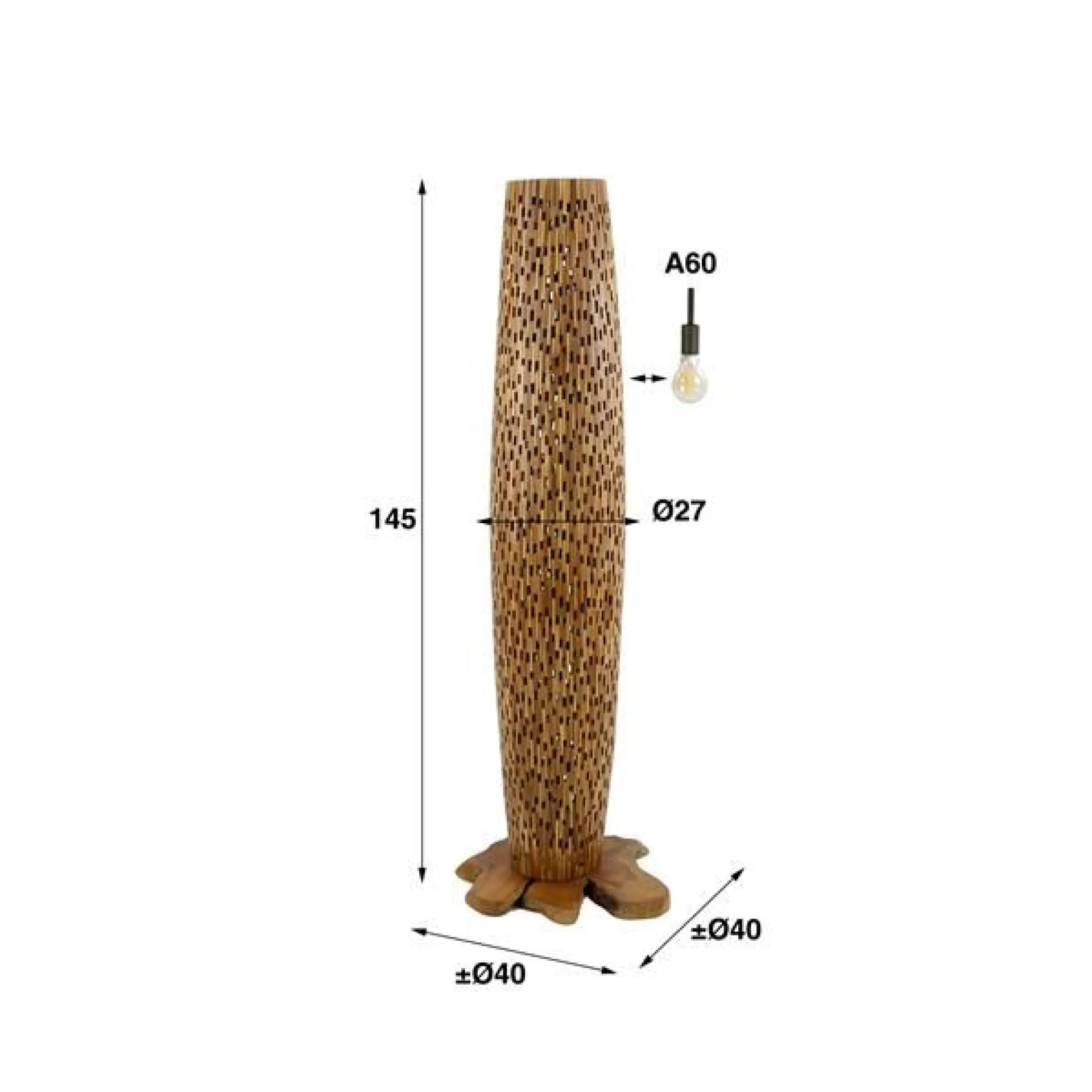 Emob Stefanos Stehlampe 145 cm-recyceltes Teakholz