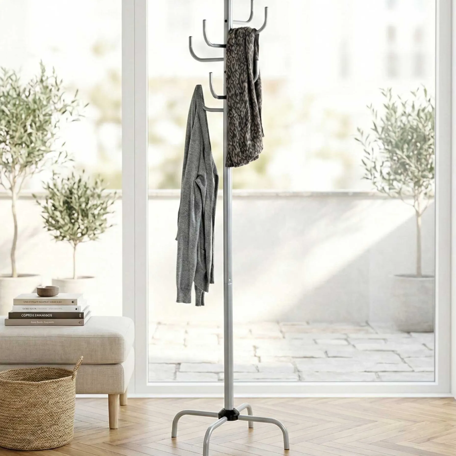 Stehende Garderobe | Ø37 x 180 cm | Farbe Silber