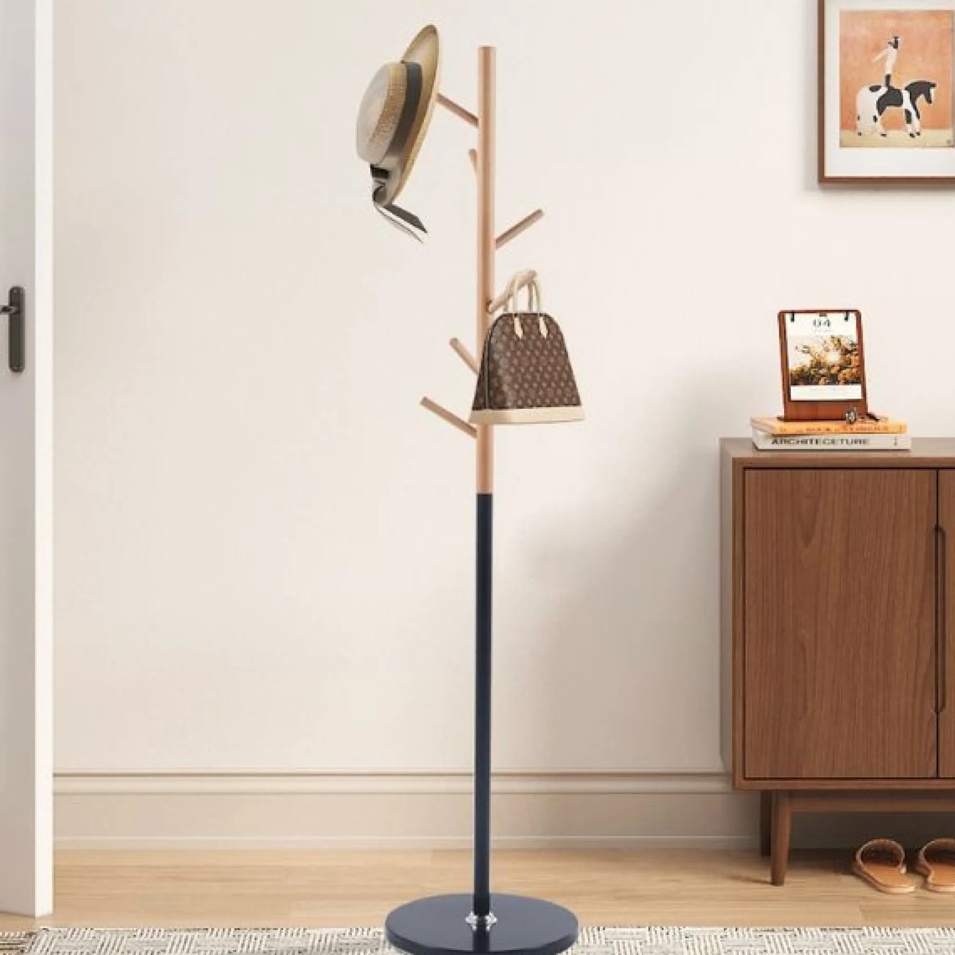 Steh-Garderobe Viola | Ø37 x 172 cm | Buche / Metall