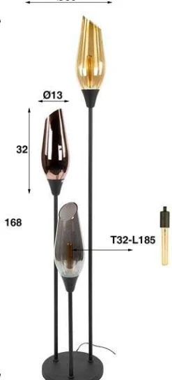 Emob Stehleuchte Cocoon - Ø35x168cm - 3 Lampen - Glas