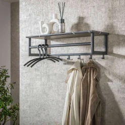 Stilvolle Garderobe - 6 Haken / 3D Melamin Graphit
