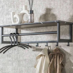 Stilvolle Garderobe - 6 Haken / 3D Melamin Graphit