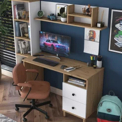 Emob Stilvoller Schreibtisch | Woody Fashion | 100% Melamin | Nussbaum