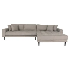 House Nordic Stone Lido Lounge Sofa mit 4 Kissen und schwarzen Holzbeinen