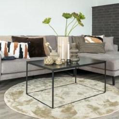 House Nordic Stone Lido Lounge Sofa mit 4 Kissen und schwarzen Holzbeinen