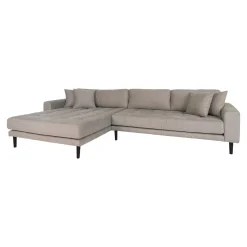 House Nordic Stone Lido Lounge Sofa mit 4 Kissen und schwarzen Holzbeinen