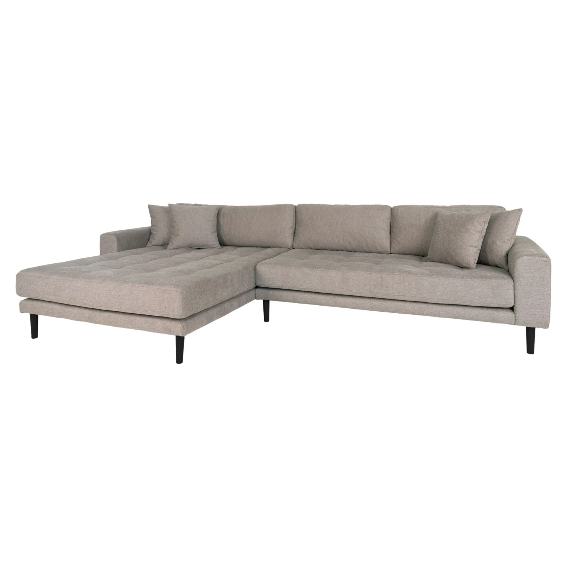 House Nordic Stone Lido Lounge Sofa mit 4 Kissen und schwarzen Holzbeinen
