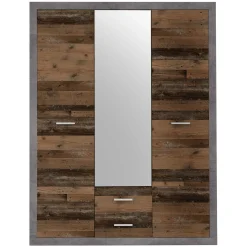 Storck 151cm Kleiderschrank mit 3 Türen und 2 Schubladen und Spiegel - alter Stil/Beton