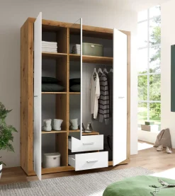 Storck 151cm 3 Türen und 2 Schubladen mit Spiegel - Artisan Eiche/Weiß